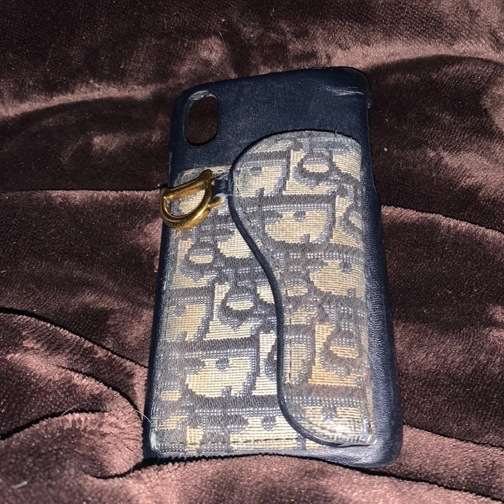 CHRISTIAN DIOR Trotter  Oblique‎ Calfskin Saddle iPhone Blue